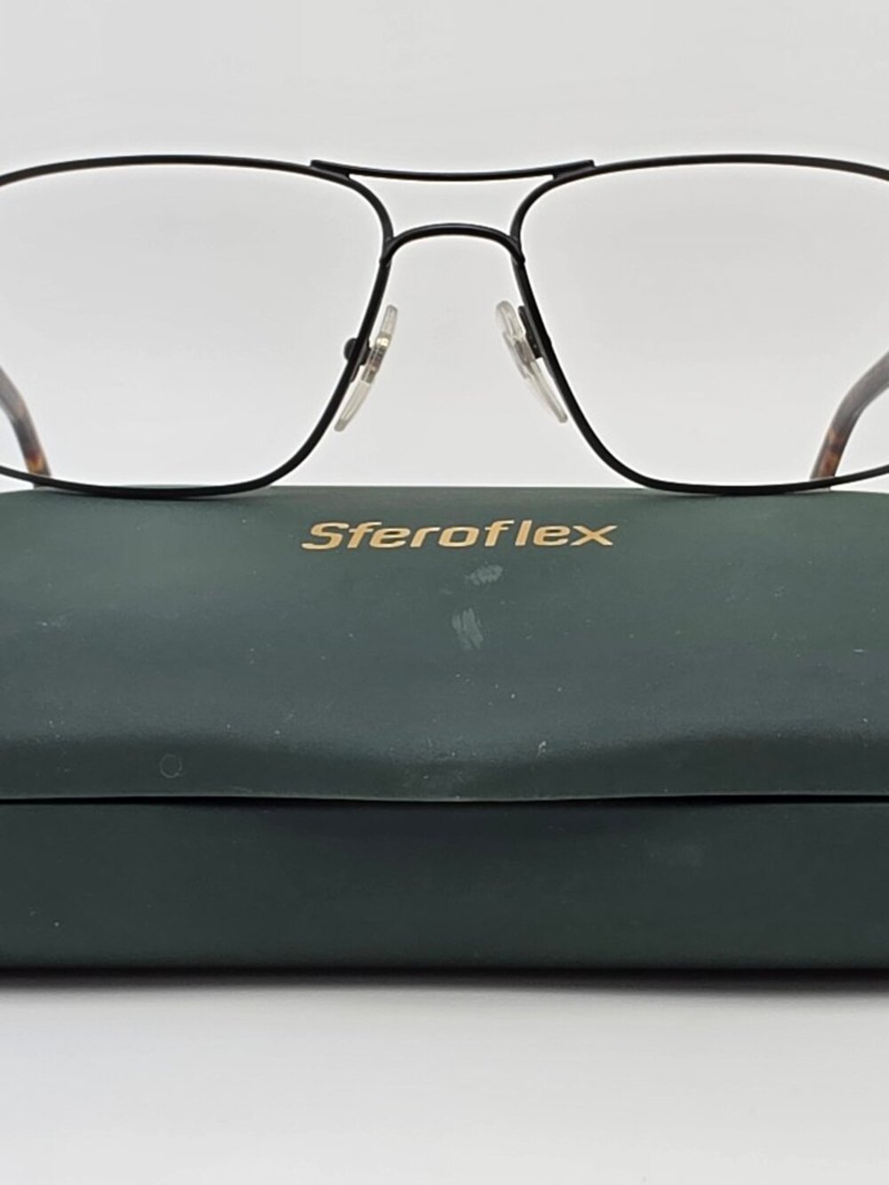 Sferoflex 5002S 136/87 Matte Black Matte Havana Aviator Eyeglasses Frame w/ Case